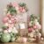 Pink and Green Balloon Arch Kit for Boho Baby Shower Decorations | Sage Green Dusty Pink Rose Gold Sand White Balloons for Wedding Bridal Shower Birthday Party Decorations,124Pcs