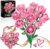 Pink Rose Bouquet Building Set for Her Lego Compatible Botanical Collection | 684 PCS Building Blocks, Build 12 Artificial Purple Flowers, DIY Building Kit, Home Office Decor, Gift for Women Mom Wife