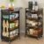4-Tier Utility Rolling Cart with Wheels – Kitchen Organizations and Storage Metal Cart, Detachable Fruits Coffee Snacks Art Craft Storage Cart for Bathroom, Pantry & Laundry, Black