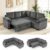 86″ Sectional Sleeper Sofa with Pull Out Bed, Modular Sectional Couch with Storage, L Shpaed 5-Seats Chenille Cloud Couch, Small Sofa Bed for Living Room, Apartment, Office (Light Gray, 5 Seats)