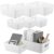 8 Pack White Plastic Storage Bins Multi-Use Small Organizer Bins Containers with Handles for Pantry, Cabinet, Under Sink, Kitchen, Bathroom & Office, 2 Sizes