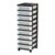 9-Drawer Narrow Plastic Storage Cart with Organizer Top and Casters, Black