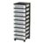 9-Drawer Narrow Plastic Storage Cart with Organizer Top, Black