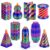 9-Pack 3D Printed Fidget Toys Set, Impossible Cone Spiral Pyramid & Little Ouchies Pain Stim for Stress Anxiety Relief, Classroom Gifts for Kids Adults, Rose Red Blue Green Gradient+Gold Red