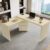 90″ Modern L Shaped Desk in Natural Wood with 3 Drawers,360° Wood Rotating Desk,Office Study Workstation