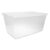 90 Qt Storage Bin, Clear Plastic with Snap-On Lid, Stackable, White