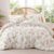 Exclusivo Mezcla Lightweight Reversible Twin Comforter Set Floral, 2 Piece | Soft Quilted Bedding Comforters Twin Size for Summer, 1 Pillow Sham, Microfiber Botanical Bed Set for Bedroom, Beige