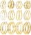 17KM 12 Pairs Gold Hoop Earrings Set