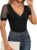 FAYENNE Womens V Neck Cross Wrap Sexy Tops