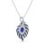925 Sterling Silver Oval & Round Cut Blue Sapphire, Green Emerald & Diamond Peacock Feather Pendant Necklace for Women In 14k White Gold Finish