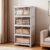 92 Qt Stackable Storage Bins with Lids and Wheels, 4 Tier Folding Storage Box with Doors, Plastic Closet Organizers and Storage Containers for Living Room, Office, Dorm