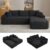 95″ L-Shaped Modular Cloud Sectional Sofa Boneless Couches for Living Room, Comfy Corduroy Fluffy Couch with Deep Seat and Side Pockets, Flexible Module Combination, No Assembly (Black, Right Facing)