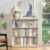 9 Cube Storage Book Shelf, 41″ Tall Organizer Bookcase with Curved Edge, Wood Floor Standing 3-Tier Cubby Bookshelf with Base, Vintage Display Book Case for Bedroom,Office,White-Grey Cream Oak