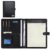 A4 PU Leather Portfolio Holder Ring File Document Case with Removable Binder Clipboard Multi Pocket File folders