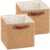 ABenkle 2 Pack Woven Paper Rope Storage Baskets, 10.6 x 10.6 x 10.6 Inch Cube Storage Bins, Decorative Wicker Organizer Baskets for Shelves, Closet, Bedroom, Living Room, Natural