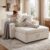 ABH Chaise Sofa, Sofa Bed, Sleeper Sofa, Velvet Storage Couch for Living Room, Beige Lounge Sofa with 52 in Deep Seat, 2 Pillows, Curved Arms, Bedroom