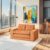 ABH Loveseat Sofa Bed, Sleeper Sofa, Corded Velvet Convertible Sofa for Small Spaces, 2-in-1 Boneless Couch with Pillows, No Assembly, Orange