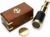 A Brass Telescope Black Leather Wood with Box Rustic Vintage Home Decor Gifts