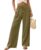 AceNest Linen Pants Women High Waisted Linen Beach Pants Petite Green XS