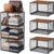 AceOrbit 3 Pcs Widened Stackable Closet Organizers and Storage with Wood Foldable Top Metal Cube Closet Shelf DIY Space Saving Linen Cloth Shoe Bed Sheet Bin for Wardrobe Bedroom(15.6″x12″x8.7″, deep)