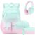 ACESAK Kids Backpack for Girls, Mermaid Backpack Set with Over-ear headphones, Lunch Bag Set for School, Girls Backpack for Elementary Middle school Teen Student(Pink Green)
