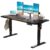 Adjustable Electric Sit to Standing L-shape Rising Office Desk (Brown, 63″)