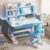 Adjustable Kids Desk and Chair Set with Storage, Ergonomic Study Desk for Kids Ages 3-18, 80cm Homework Desk with Tilting Desktop, Growing Learning Table for Homeschool, Reading & Drawing, Blue