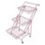 Adjustable Rolling Utility Cart, Multi-Functional Metal Storage Trolley with Wheels, 3-Tier Movable Organizer for Home and Kitchen, Pink