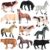 AENIMELY Realistic Poultry Farm Animal Model Mini Set: Cows, Simontal Cows, Quarter Horses, White Horses, and Thoroughbred Horses