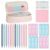 Aesthetic School Supplies with Cute Pencil Case, 12x Pastel Mechanical Pencils 0.5 & 0.7mm with 720x HB Leads, 4x Erasers and 1x Sticky Note, Suitable for Writing, Drafting Drawing Sketching(pink)