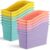 Affrolling 12 Packs Book Bins for Classroom Plastic Book Binder Holders Vertical Organizer Baskets Storage Boxes for Classroom Library Home Office Organization Stationery Supplies (Pastel Colors)