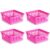 Affrolling 4 Pack Classroom Storage Baskets Mini Pink Plastic Organizer Baskets Back to School Supplies Storage Bins for Crayon Pencil Drawer, Desk, Home, Office, 5.3″ L x 5.3″ W x 2.4″ H