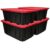 AFOLKMZ 12 Gallon Heavy-Duty Plastic Storage Totes With Black Base And Red Snap-Fit Lids, Stackable Lockable Containers Constructed From Recycled Material, 4 Pack(27gal-4Pack)