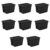 AFOLKMZ 18 Gallon Gray Plastic Storage Totes With Deep Recessed Snap-On Lids And Textured Integrated Handles, Secure Stackable Containers(Black-8Pack)