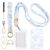 AFRITEE Scrunchie Badge Holder Lanyard – Blue White Toile Stretchy Headband ID Badge Holder with Vertical Card Holder for Women Teacher Nurse Office Work Accessories