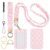 AFRITEE Scrunchie Lanyard Badge Pink Bows Lanyards for Id Badges and Keys
