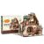 Ahilmrn DIY Miniature House Kit, Christmas Wooden Dollhouse Kit with LED Lights & Music Box, 3D Mini House Building Kit for Adults, Xmas Snowy Lodge Craft Hobby Gift