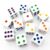 Ahoper 12 Pieces 16mm Standard Dice White with Multi-Color Pips Sided D6 Multicolor Pip Square Edge Dices for Table Board Games