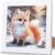 ajepon Fox Diamond Art Kits for Kids with Frame – Snow Fox Diamond Art for Kids Ages 8-12, Animal Gem Painting Kits for Kid with Beautiful Package for Gift Home Wall Decor (7x7inch)