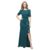 Alex Evenings Women’s Stretch Crepe Dress with Puff Shoulder Elbow Sleeves, Tucked Waist Detail and Cascade Ruffle Hunter Green