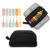 allydrew 4 Compartment Pencil Case Set, Pencil Pouch and Colorful Bear Highlighters, Black