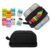 allydrew 4 Compartment Pencil Case Set, Pencil Pouch and Erasers with Clean Up Roller, Black