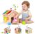 AmazingJoy Wooden Activity Cube for Toddlers 1-3 with Press to Go Car Toy, Montessori Baby Educational Learning Toys for Kids, Multipurpose Infant Activity Center, for Girls Boys 1+ Year Old
