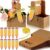 AmazingSpark 24 Set Back to School Gifts-2 Cup Drink Carrier with Handle Greeting Card Ribbon, Kraft Foldable Disposable Drink Carriers, Notebook Style Cup Holders for Teachers Party Favors Gift