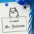 American Eskimo Peeking Ex Libris Book Stamp, Duo Hand Mount, 1-5/8 Square