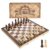 AMEROUS 15 Inches Magnetic Wooden Chess Set – 2 Extra Queens – Folding Board – Pieces Storage Slots, Handmade Portable Travel Chess Game – Beginner Chess Set for Kids, 6 up Age