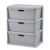 AMPPBI Plastic Storage Drawers, 3 Drawer Plastic Storage Tower, Gray Multipurpose Organizer Unit with Removable Bins