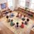 Amylove 6 x 8.4 ft Large Classroom Rug Elementary, Rounded Squares Circle Time Seating Area Rug, Soft Boho Educational Carpet for Preschool, Kindergarten & Daycare, Learning Play Mat, Seats 20