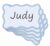 AnyDesign 180Pcs Wavy Border Name Tag Stickers, Blue