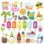 AnyDesign 54Pcs Summer Cutouts 27 Designs Tropical Hawaiian Paper Cut Outs with 100Pcs Glue Point Popsicle Gnome Fruit Aloha Theme Cut-Outs Back to School Bulletin Board Decor for Classroom Party